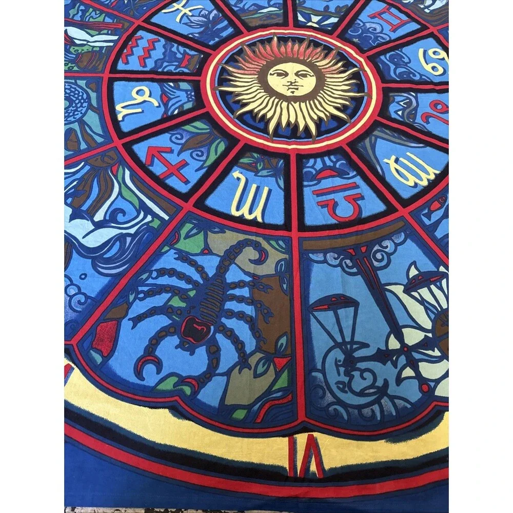 Zodiac Clockwork Tapestry Boho Tapestry Wall Hanging Sun Moon Decor` 60”x90”